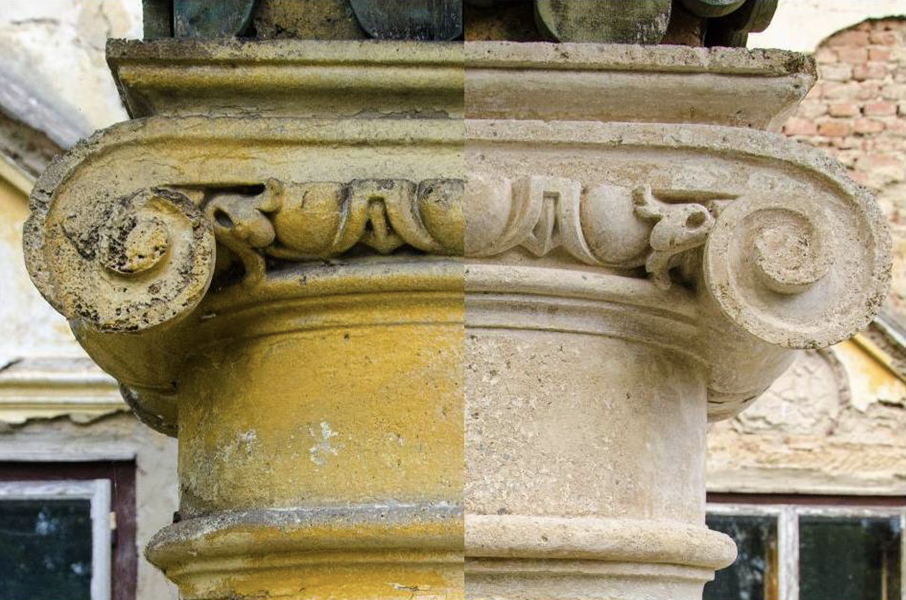 Konzervatorsko-restauratorski radovi na stupovima altane Dvorca umjetnika Oršić–Jakovlje.